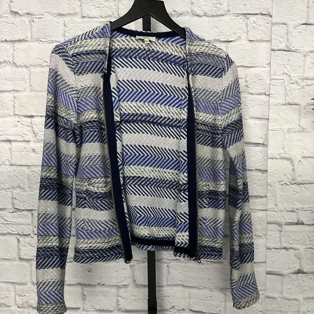 Joie Cotton Full Zip Sweater Blazer Blue